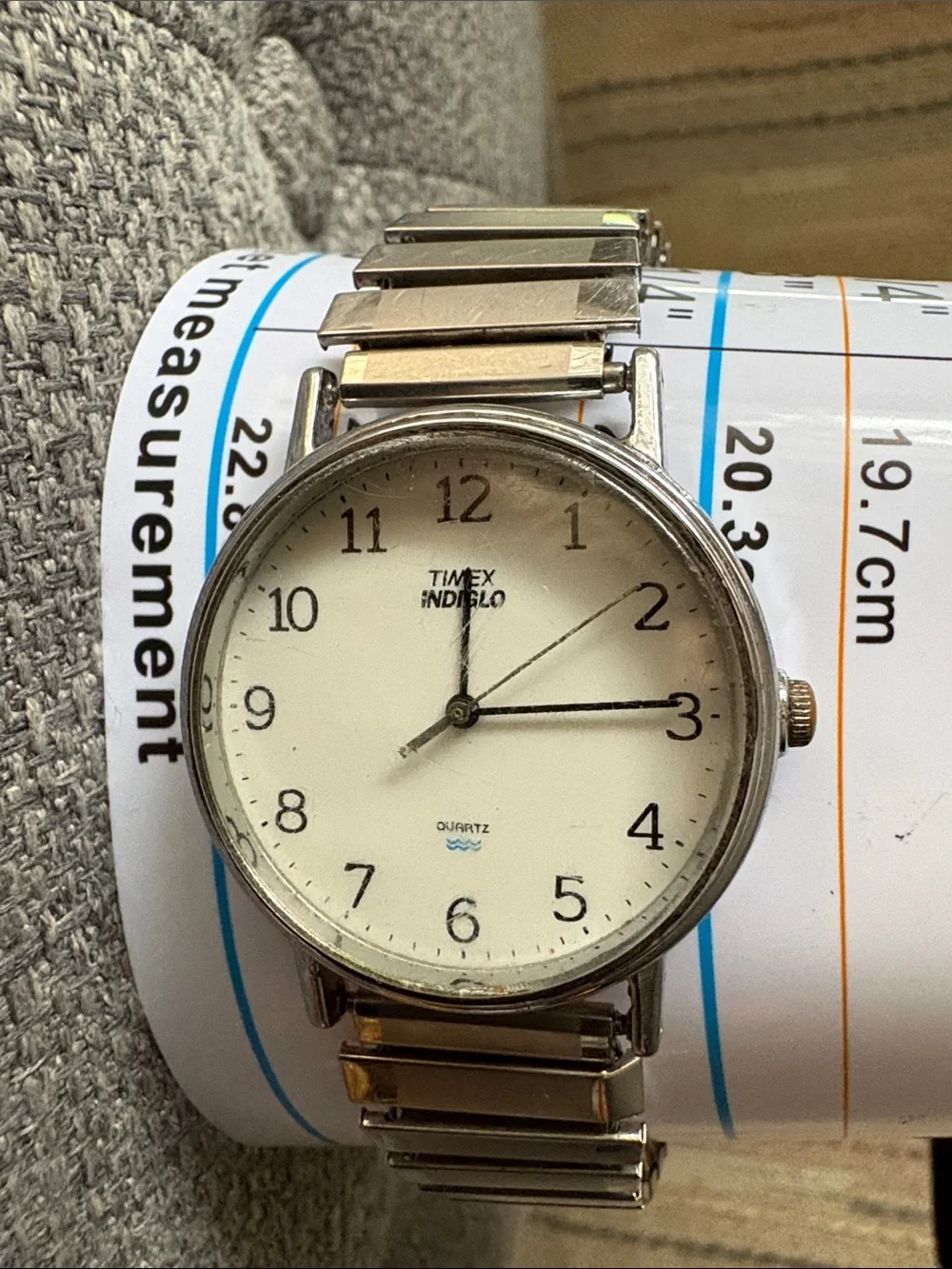 Timex Silver White Dial Men's Stretch Bracelet Watch